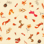 Fabric - Flora & Fun RK2201114 Squirrels Cream