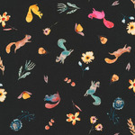 Fabric - Flora & Fun RK220112 Squirrels Black