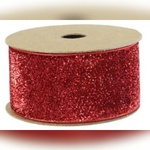 38mm Glitter Velvet Ribbon - Red