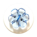 Button - 15mm Shiny Clear Flower 42 Blue