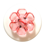 Button - 15mm Shiny Clear Flower 68 Fuchia