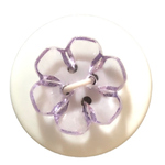 Button - 15mm Shiny Clear Flower 81 Mauve