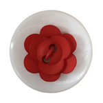 Button - 15mm Matt Flower 28 Light Red