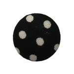 Button - 15mm Shank Covered Polka Dots - Black