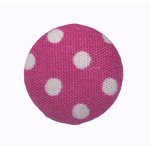 Button - 15mm Shank Covered Polka Dots - Pink