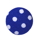 Button - 15mm Shank Covered Polka Dots - Blue