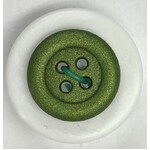 Button - 15mm 4 Hole Frosted Metalic Finish - Olive Green