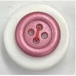 Button - 15mm 4 Hole Frosted Metalic Finish - Pink