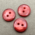Button - 14mm  2/H Flat Pearled - Red