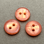 Button - 14mm  2/H Flat Pearled - Orange