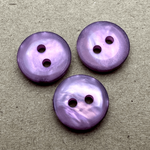 Button - 14mm  2/H Flat Pearled - Dusty Purple
