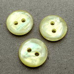 Button - 14mm  2/H Flat Pearled - Yellow