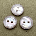 Button - 14mm  2/H Flat Pearled - Pale Pink
