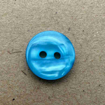 Button - 14mm  2/H Flat Pearled - Light Blue
