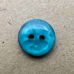 Button - 14mm  2/H Flat Pearled - Teal