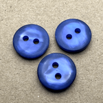 Button - 14mm  2/H Flat Pearled - Blue