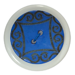 Button - 30mm Coconut Laser Etch 88 Blue