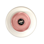 Button - 4 Hole Shiny Black Centre Pale Pink 15mm