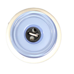 Button - 4 Hole Shiny Black Centre Pale Blue 15mm