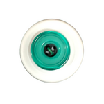 Button - 4 Hole Shiny Black Centre Teal 15mm