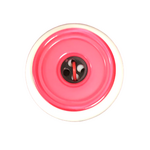 Button - 4 Hole Shiny Black Centre Dark Pink 23mm