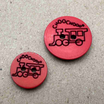 Button - 15mm Train Red Shiny Lasered
