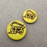 Button - 15mm Train Yellow Shiny Lasered