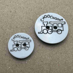 Button - 15mm Train White Shiny Lasered