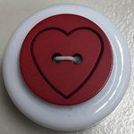 Button - 20mm Shiny Heart 23 Red