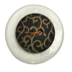 Button - 15mm 2 Hole Gold Print 03 Black