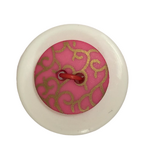 Button - 15mm 2 Hole Gold Print 68 Dark Pink