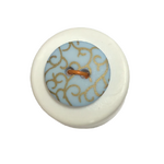 Button - 15mm 2 Hole Gold Print 74 Pale Blue