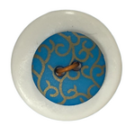 Button - 15mm 2 Hole Gold Print 86 Blue