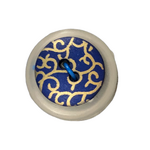 Button - 2 Hole Gold Print Dark Blue 16mm