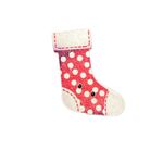 Button - 30mm Christmas Stocking Red Polka Dots