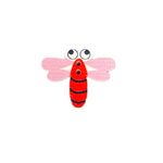 Button - 30mm Dragonfly Red/Pink