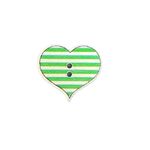 Button - 27mm Green Stripes Heart