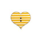 Button - 27mm Yellow Stripes Heart