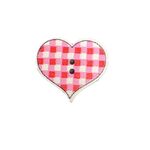 Button - 27mm Red Check Heart