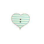 Button - 27mm Blue Stripe Heart