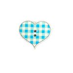Button - 27mm Blue Check Heart