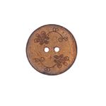 Button - 22mm Coconut Shell Small Flowers Orange