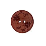 Button - 22mm Coconut Shell Small Flowers Blood Orange