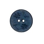 Button - 22mm Coconut Shell Small Flowers Blue