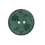Button - 22mm Coconut Shell Small Flowers Green