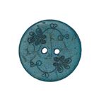 Button - 22mm Coconut Shell Small Flowers Aqua