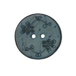Button - 22mm Coconut Shell Small Flowers Teal