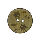 Button - 22mm Coconut Shell Small Flowers Grass