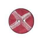Button - 22mm Coconut Shell Silver Cross - Red
