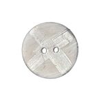 Button - 22mm Coconut Shell Silver Cross - White